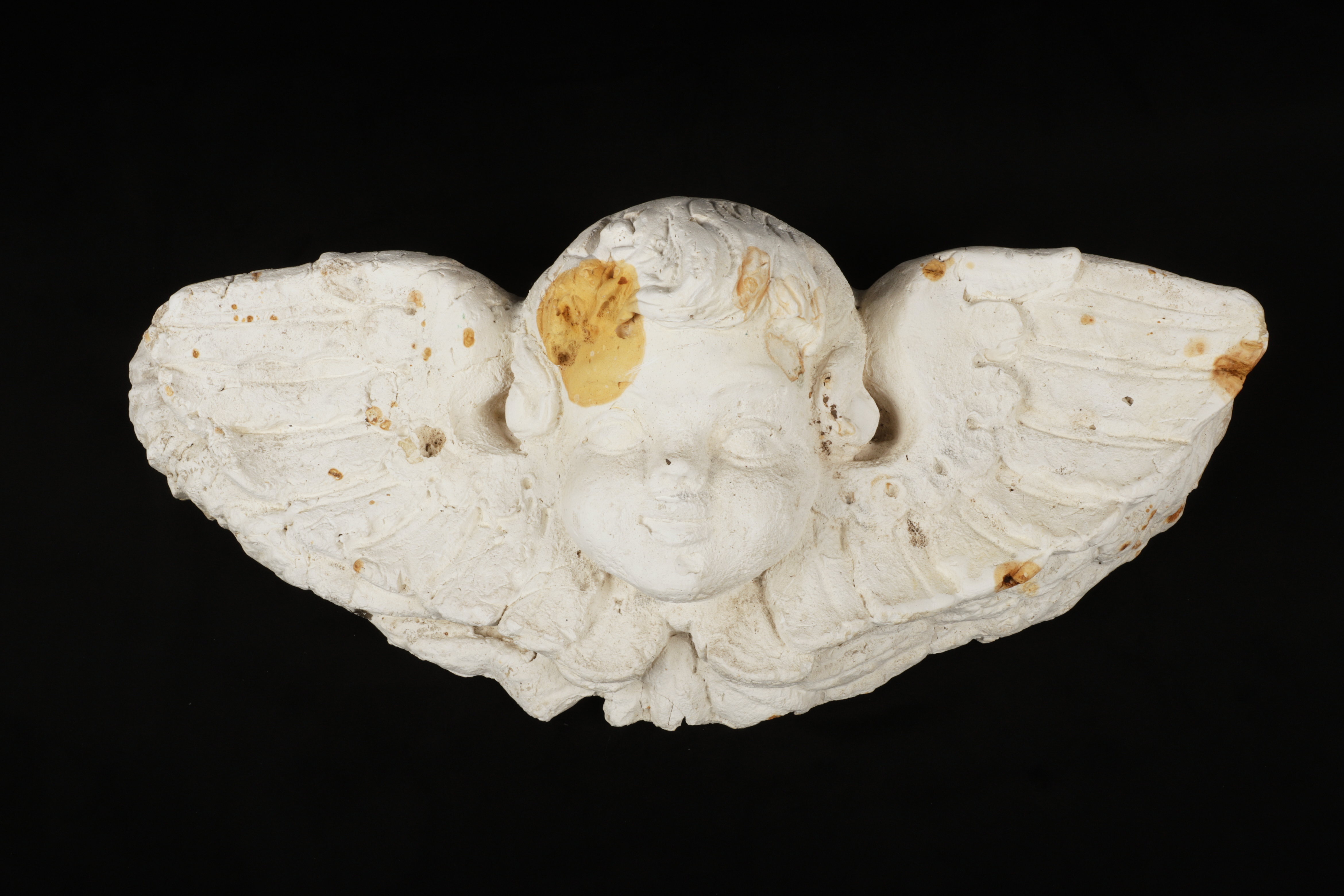 Plaster cherub architectural element,