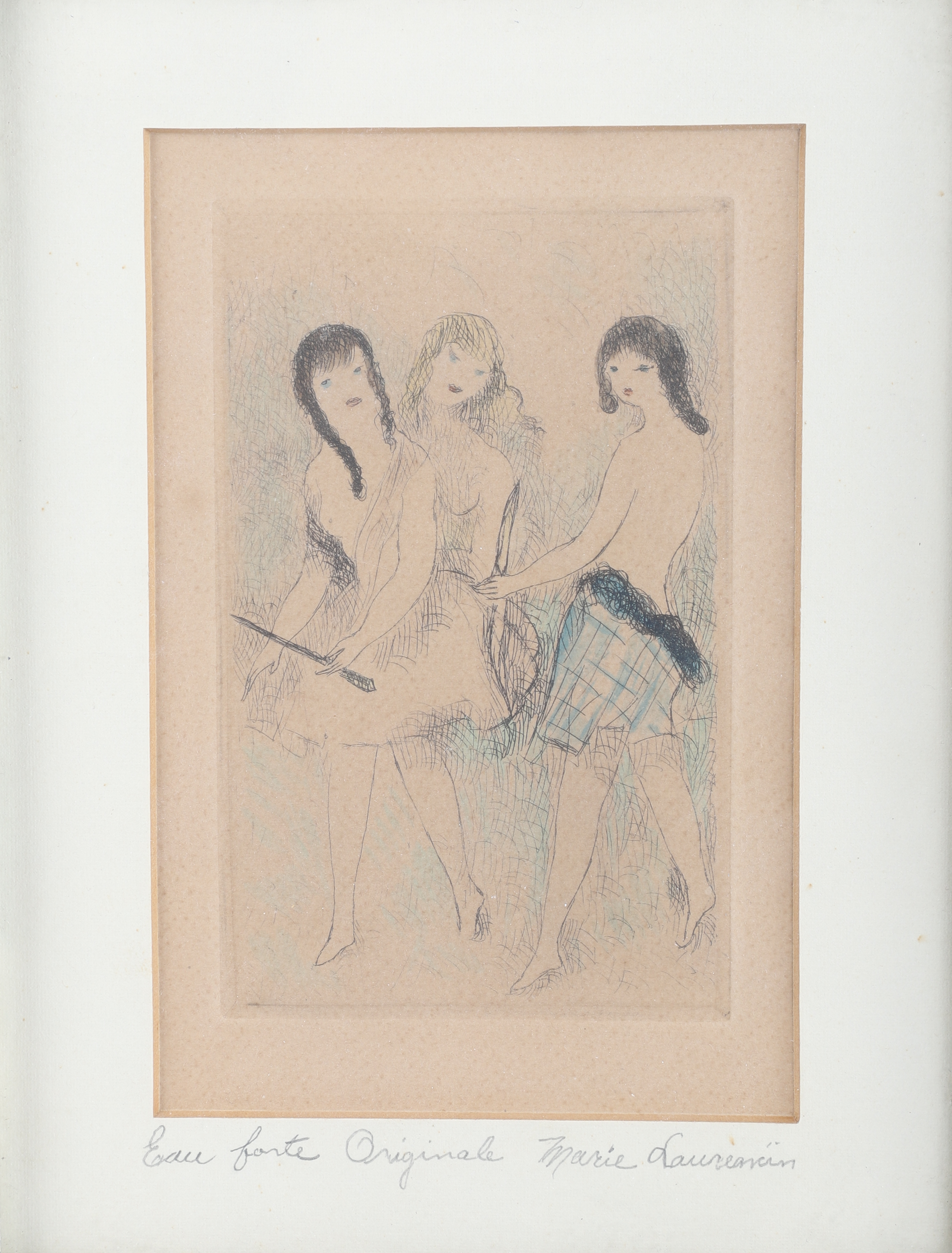 Marie Laurencin hand colored etching,