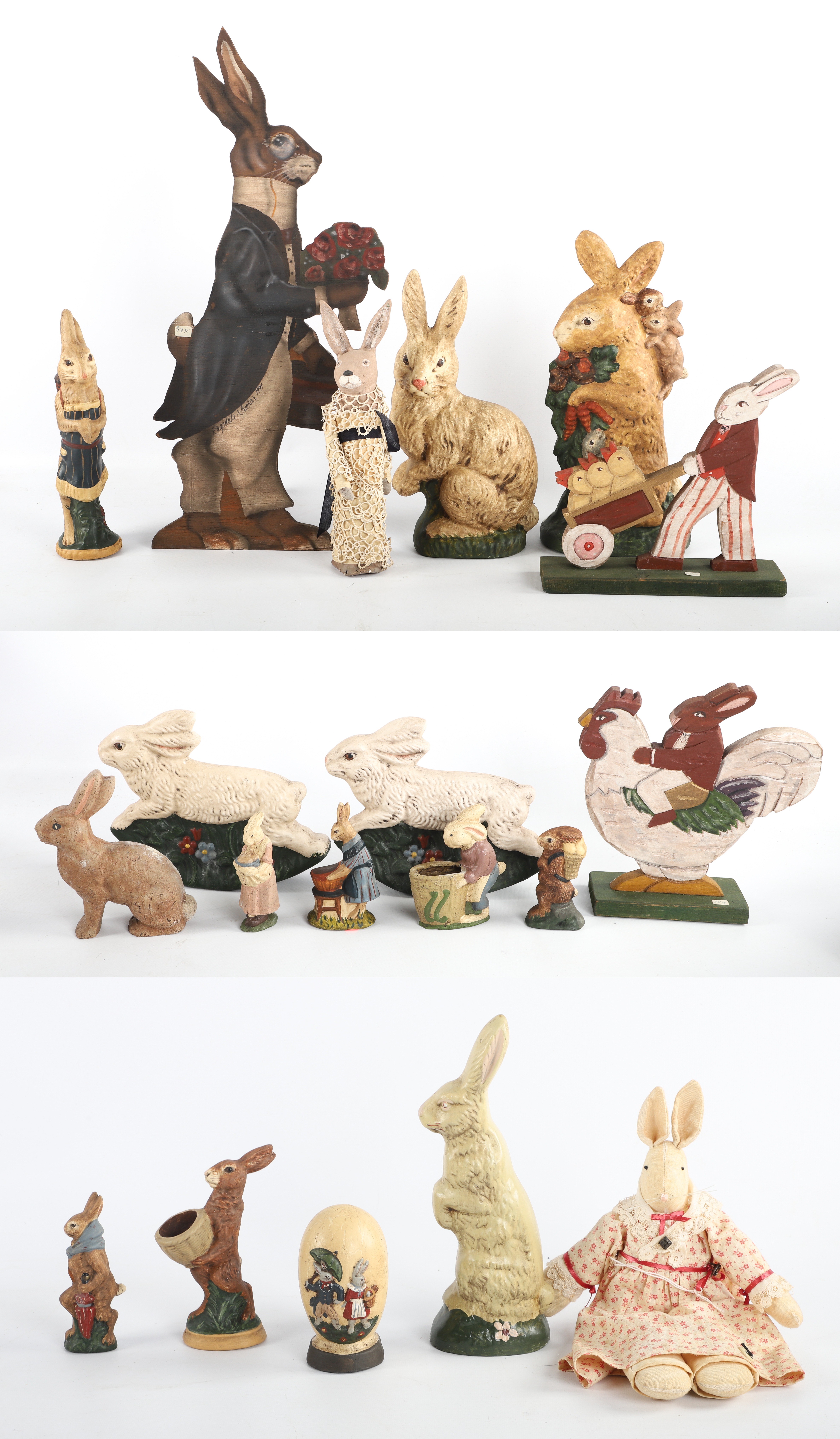 Reproduction rabbit figure group,