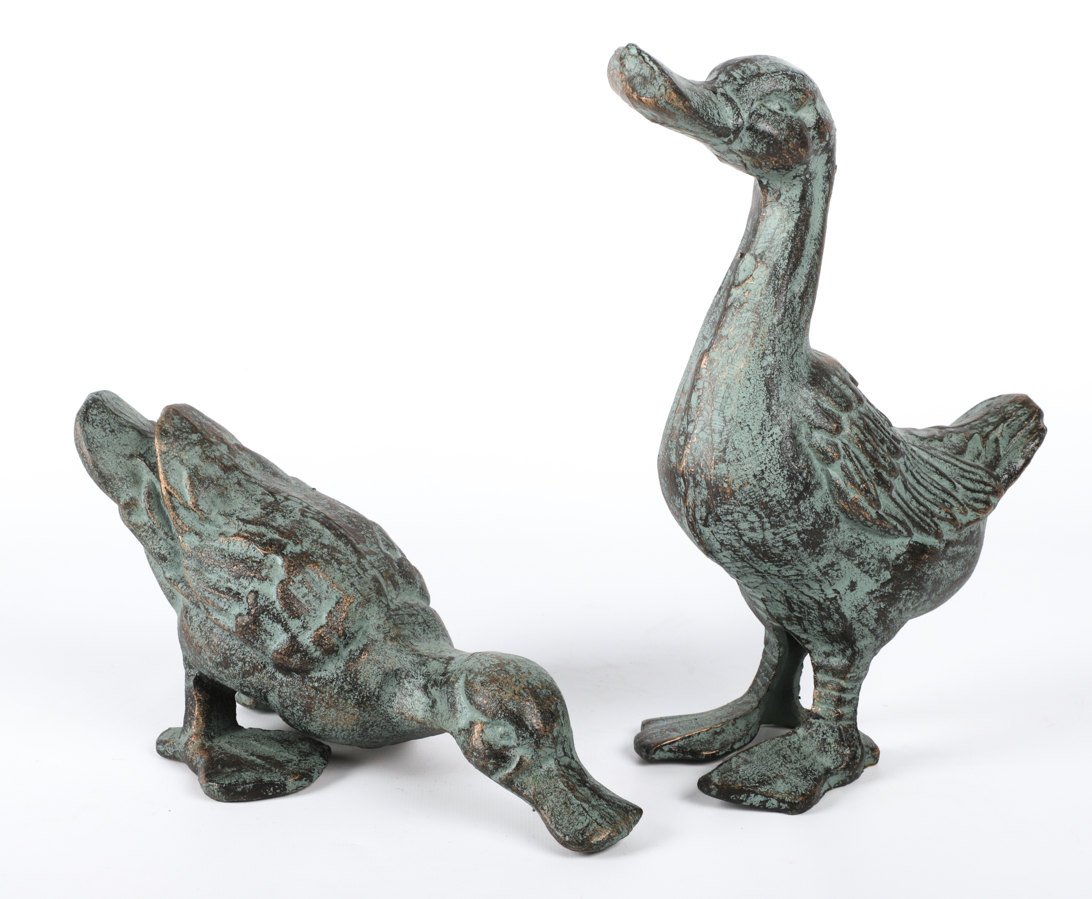 Pair of patinated cast iron duck 3ca885