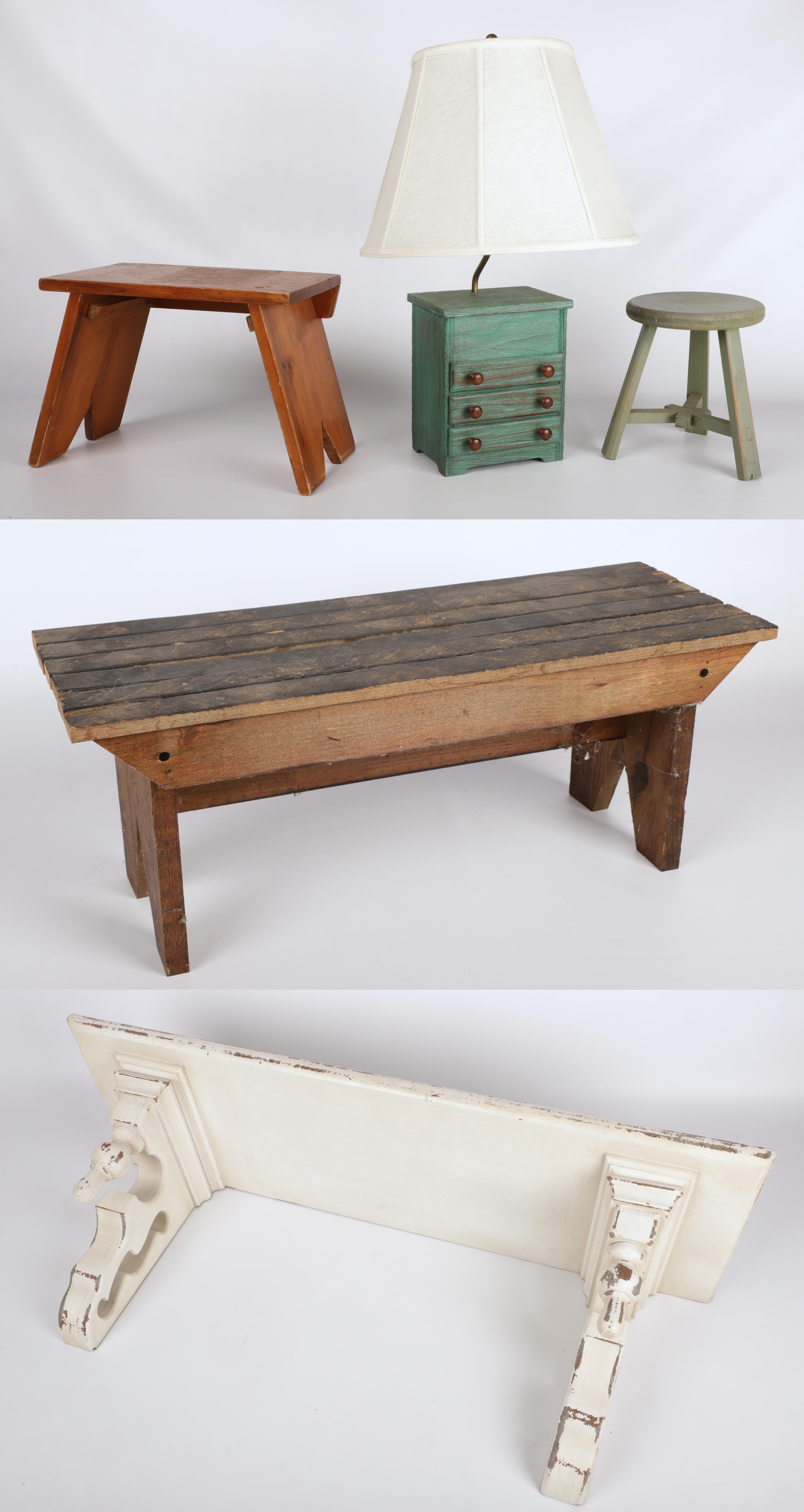 (5) Wooden items, c/o distressed