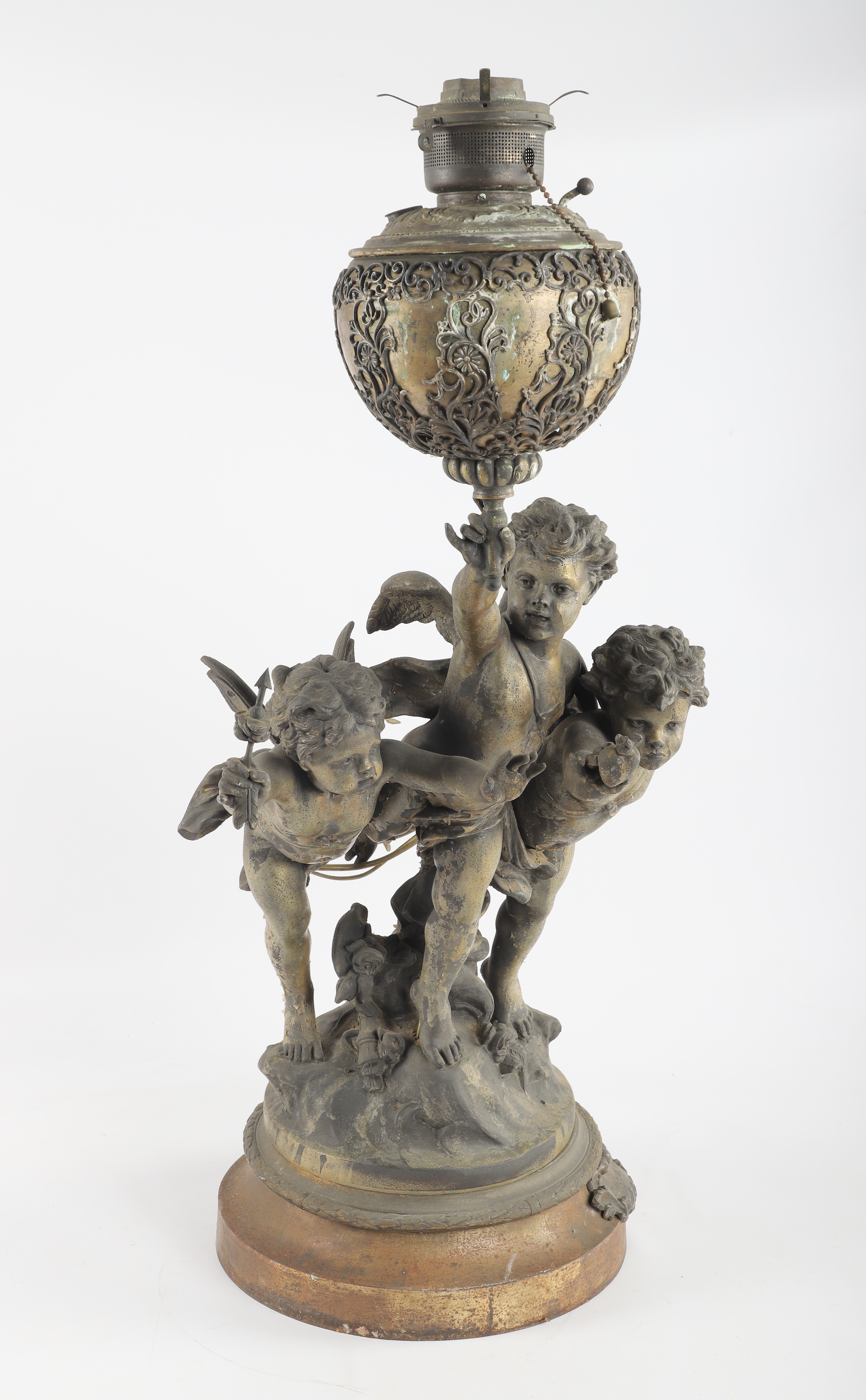 Figural table lamp, "Love's Victory"