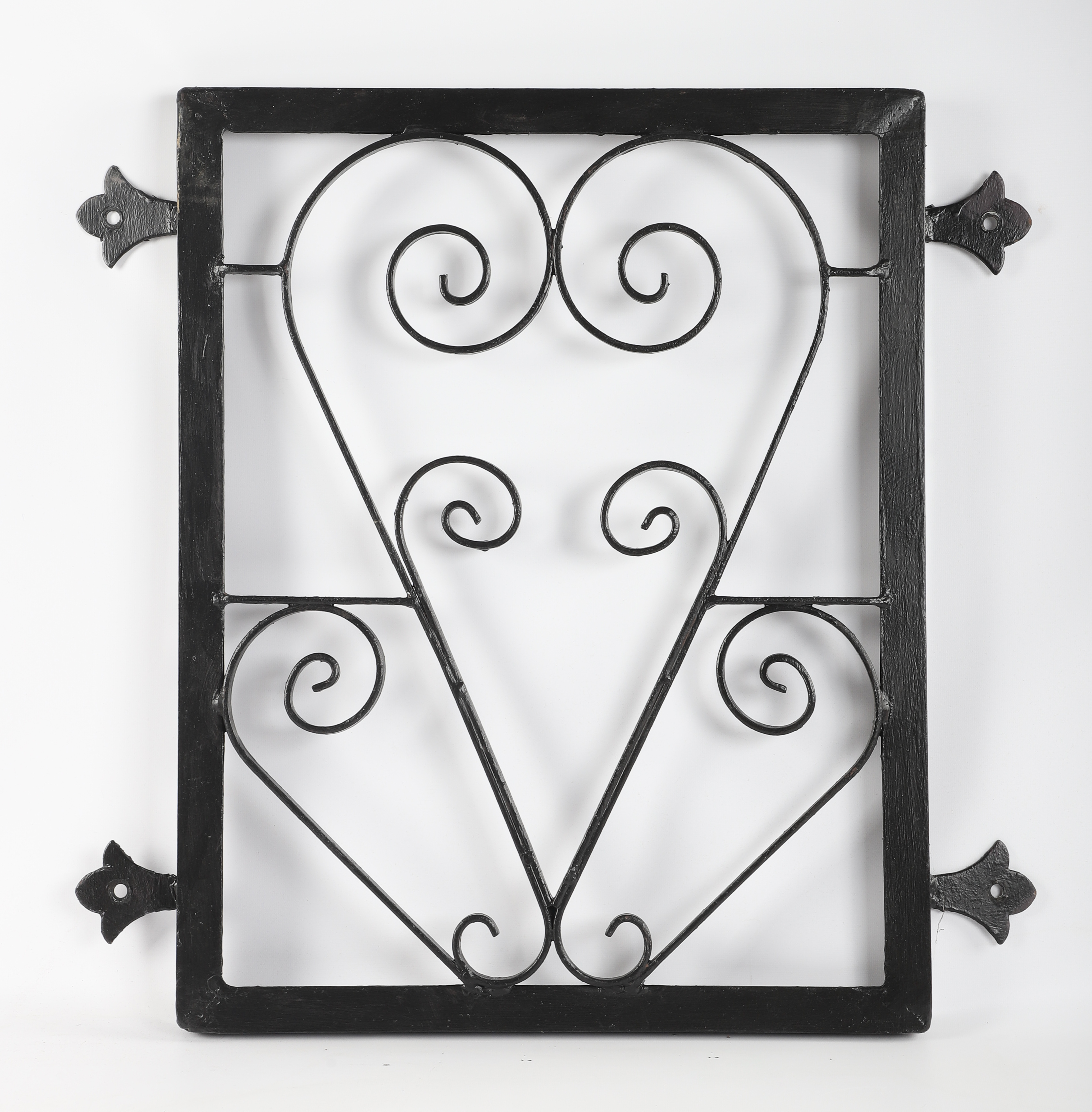 Black painted wrought iron window