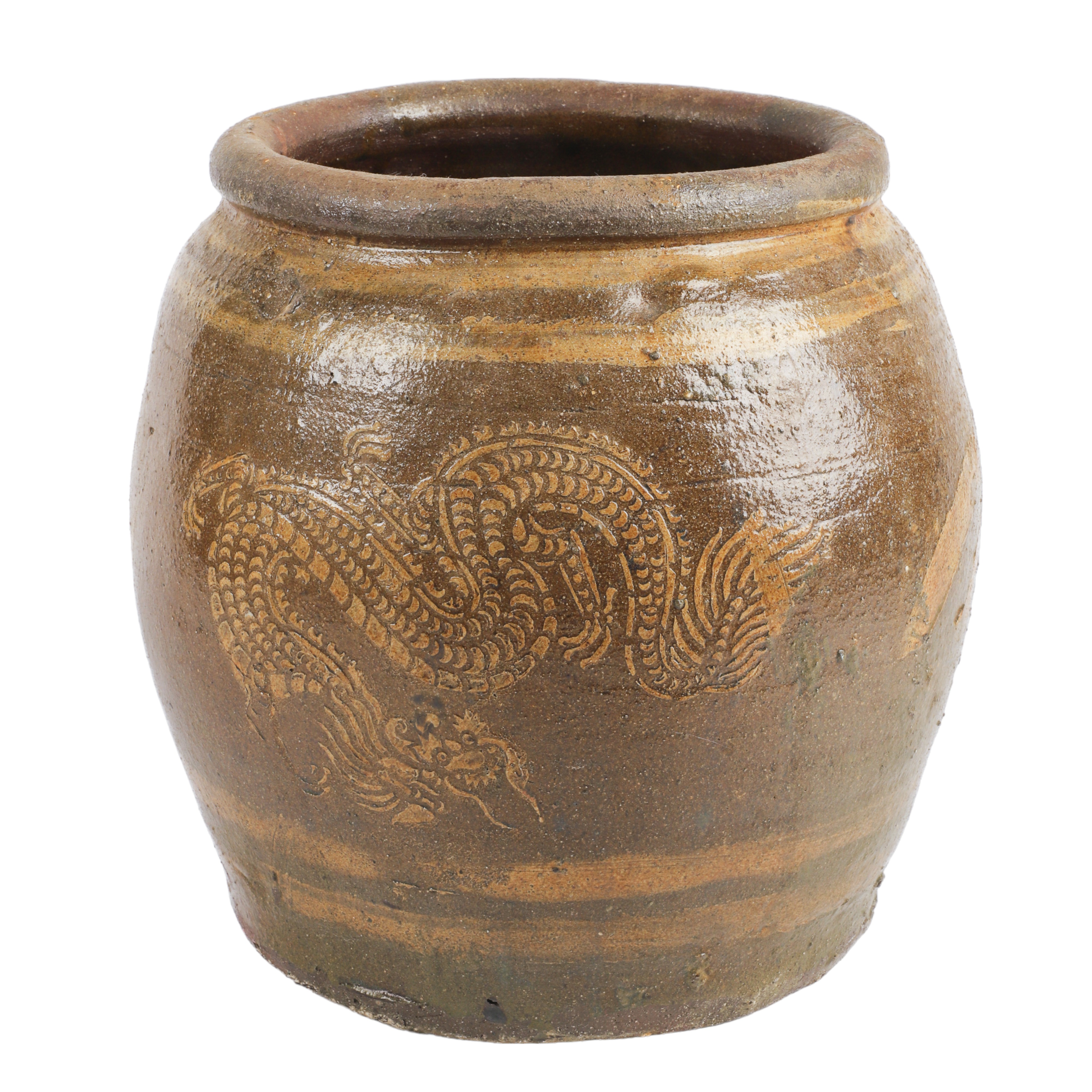 Chinese pottery egg jar dragon 3ca905
