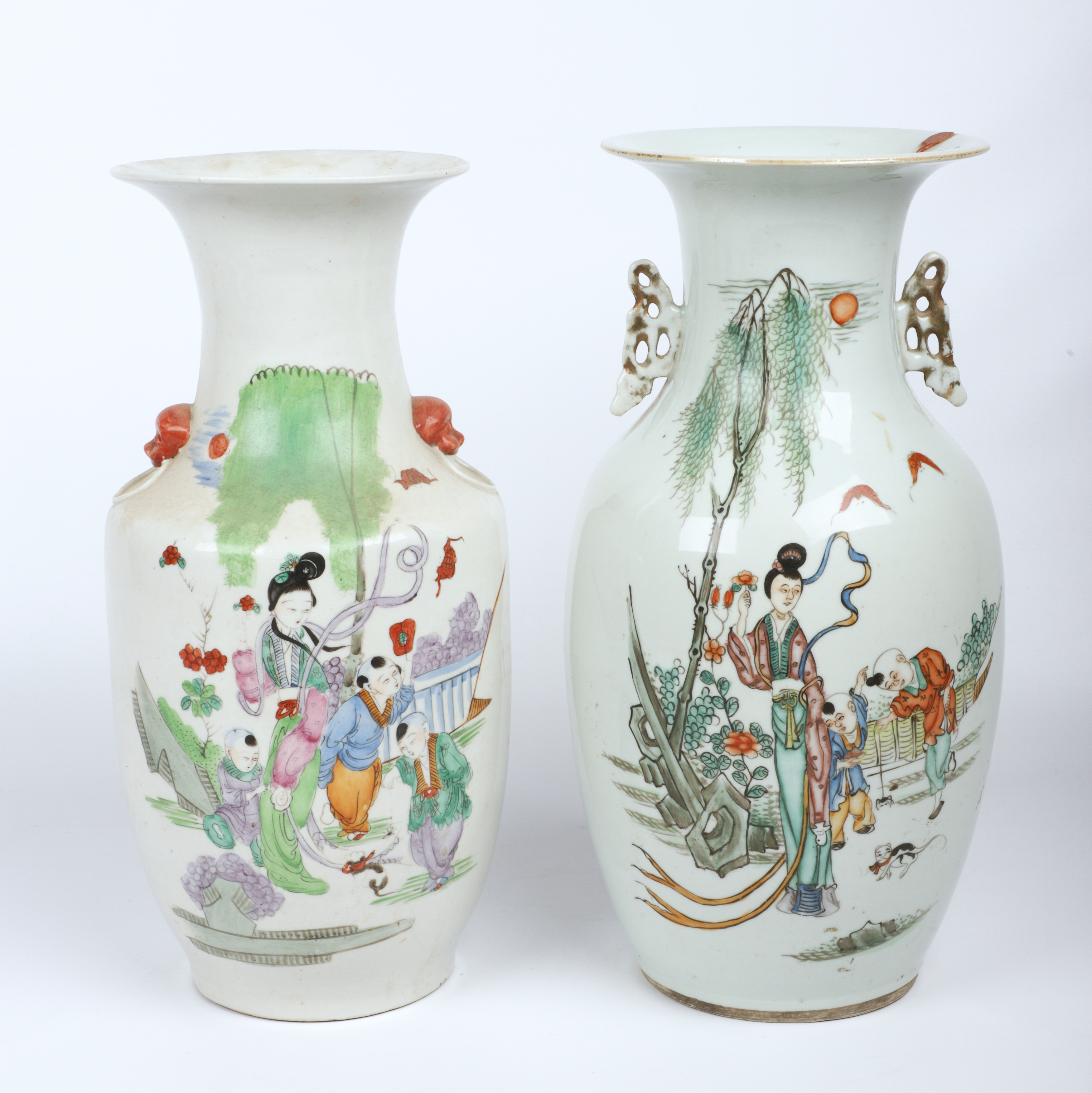 (2) Chinese porcelain vases, figures