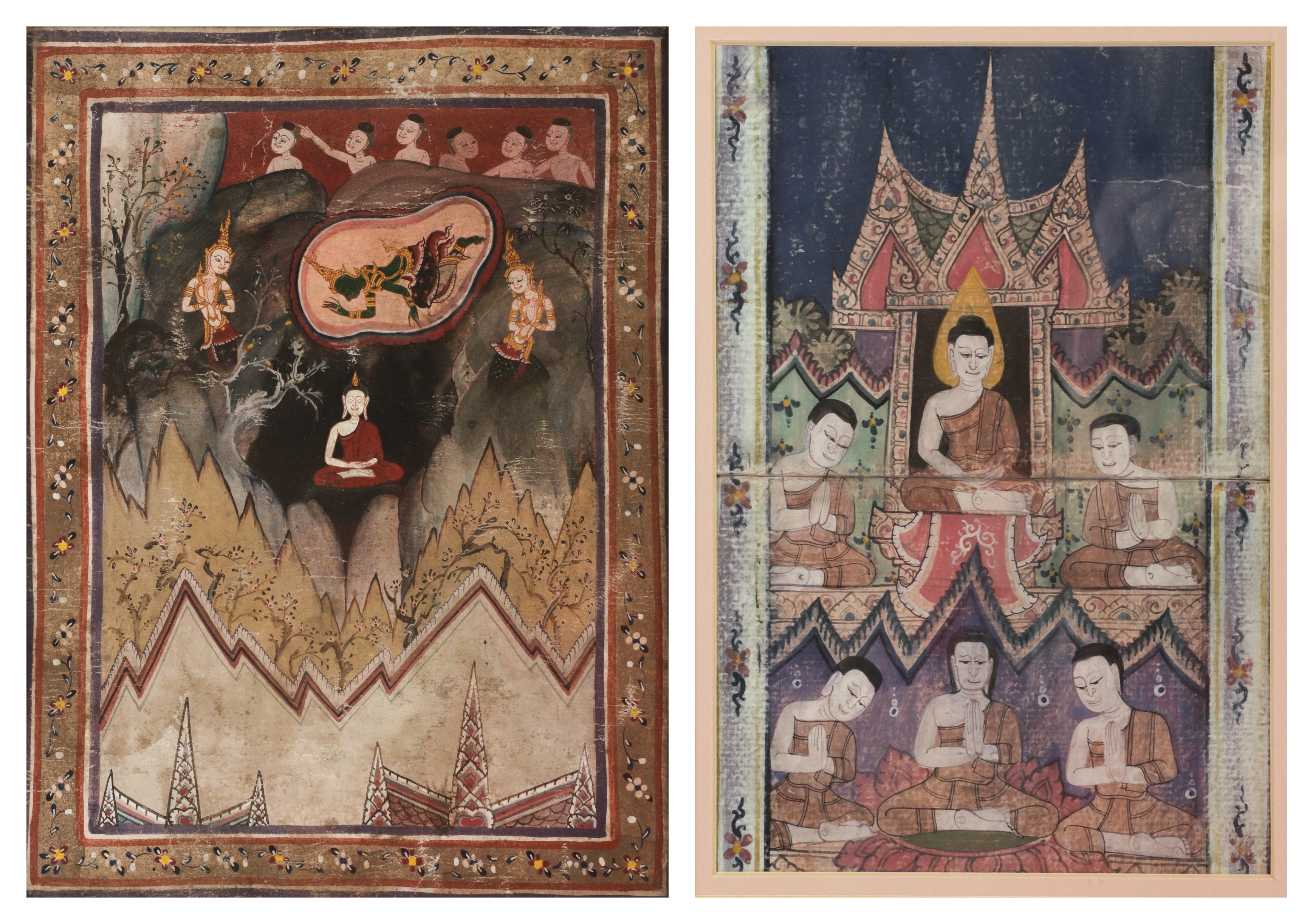  2 Thai Buddha paintings c o  3ca93c