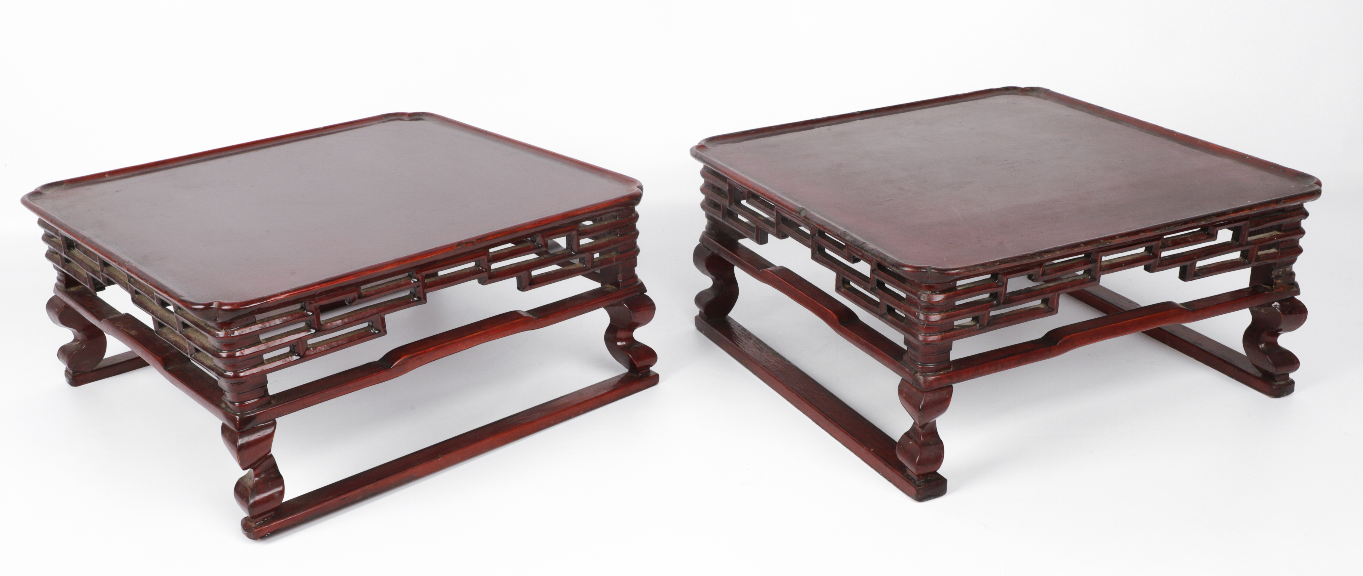 (2) Chinese carved wood altar table