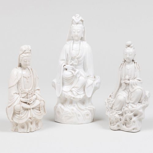 THREE CHINESE WHITE GLAZED PORCELAIN