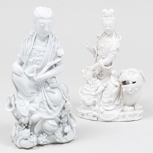 TWO CHINESE WHITE GLAZED PORCELAIN