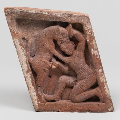 INDIAN TERRACOTTA FIGURAL BRICK8 3ca9cb