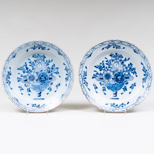 PAIR OF BLUE AND WHITE DELFT CHARGERSUnmarked.

14