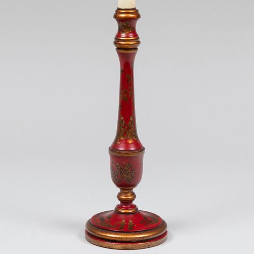 RED LACQUER CANDLESTICK LAMP19 3caa1b