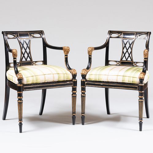 PAIR OF REGENCY PAINTED AND PARCEL GILT 3caa3c