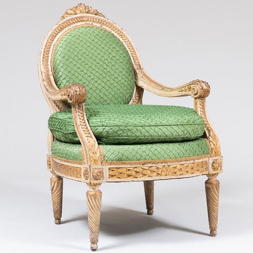 LARGE LOUIS XVI STYLE CREAM PAINTED