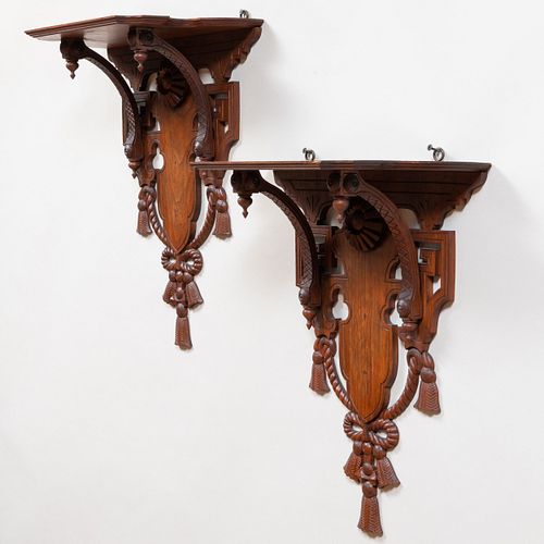 PAIR OF VICTORIAN STYLE CARVED MAHOGANY