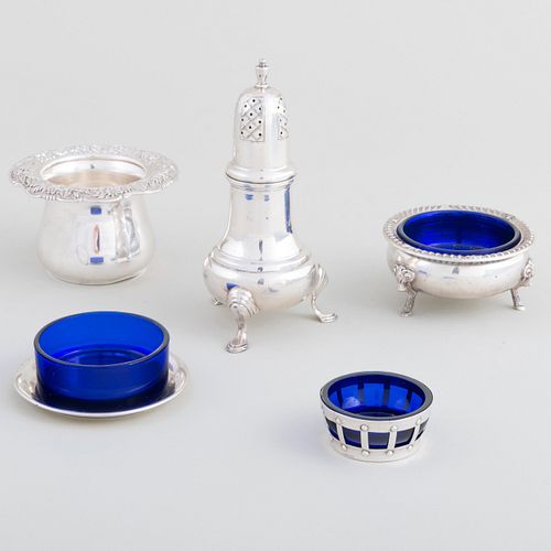GROUP OF SILVER CONDIMENT WARESMarked