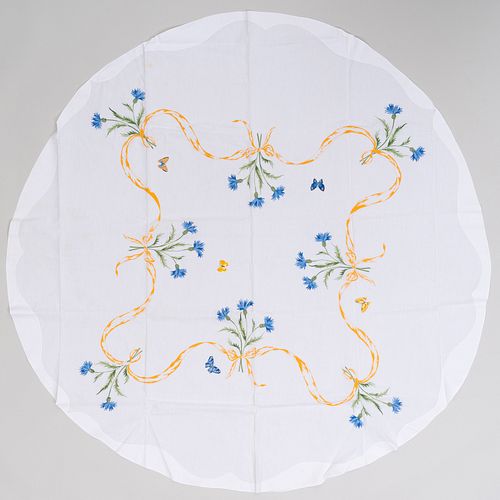 GROUP OF FRENCH FLORAL EMBROIDERED