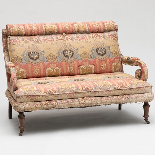 NAPOLEON III STYLE BROCADE UPHOLSTERED 3caaab