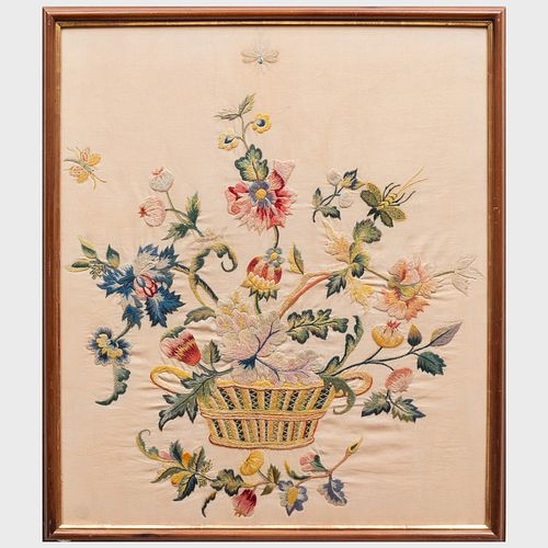 WOOL AND LINEN CREWELWORK PANEL