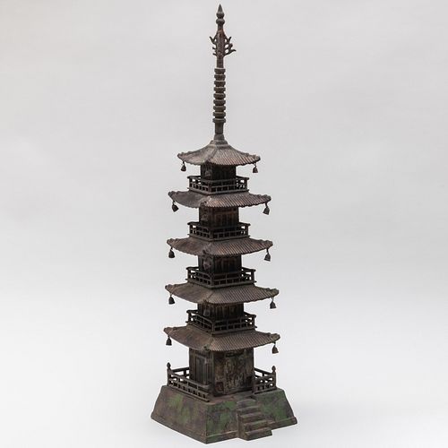 CHINESE PATINATED METAL MODEL OF