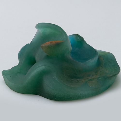 DAUM PATE DE VERRE FISH AND WAVE 3caaf6