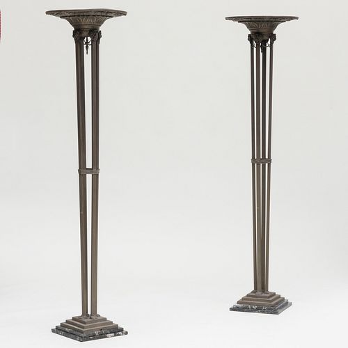 PAIR OF MODERN BRONZE AND MARBLE 3caaf3