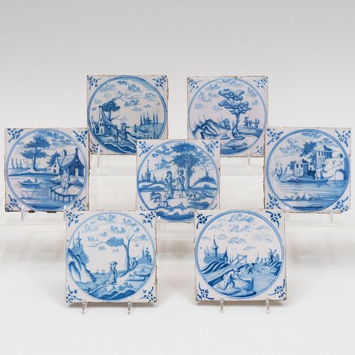 SET OF SEVEN DUTCH BLUE AND WHITE