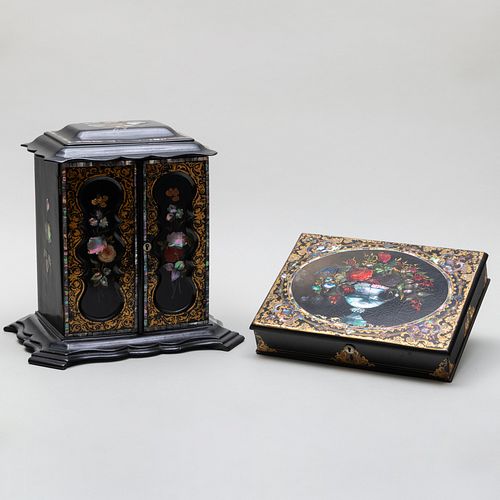 MOTHER-OF-PEARL INLAID FLORAL WORKBOX