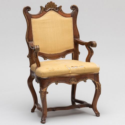 SPANISH COLONIAL WALNUT AND PARCEL-GILT