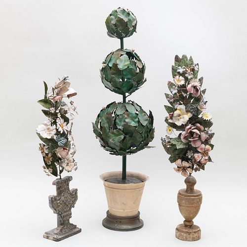 TWO VICTORIAN TOLE MODELS OF BOUQUETS