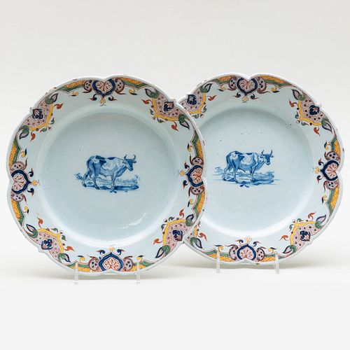 PAIR OF DUTCH DELFT POLYCHROME PLATESUnmarked.

8