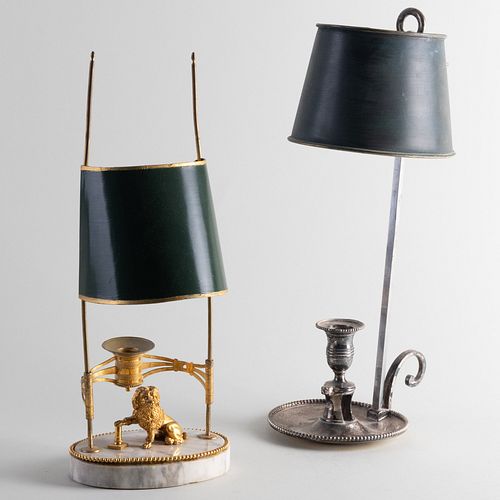 TWO CANDLESTICK LAMPS WITH T LE 3cabdf