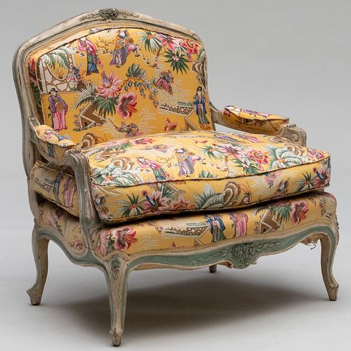 LOUIS XV STYLE PAINTED FAUTEUIL