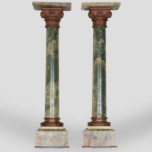 PAIR OF GILT-METAL-MOUNTED ONYX