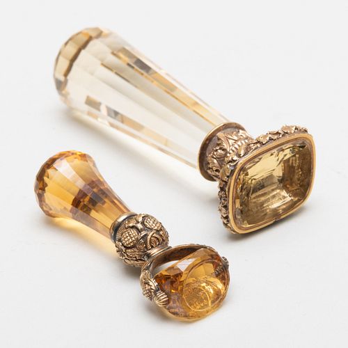 TWO GOLD-MOUNTED CUT GLASS SEALSThe