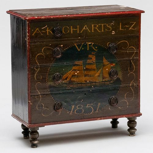 ENGLISH PAINTED CHEST OF DRAWERS38 3cacd2