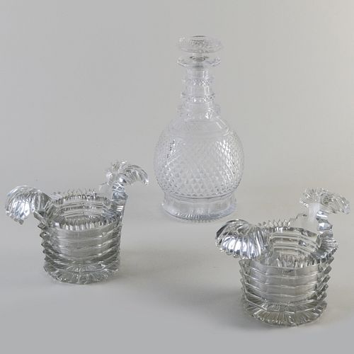 PAIR OF GEORGE III CUT GLASS BUTTER