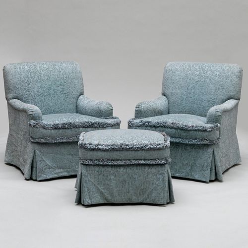 PAIR OF VELVET DAMASK UPHOLSTERED 3cad53