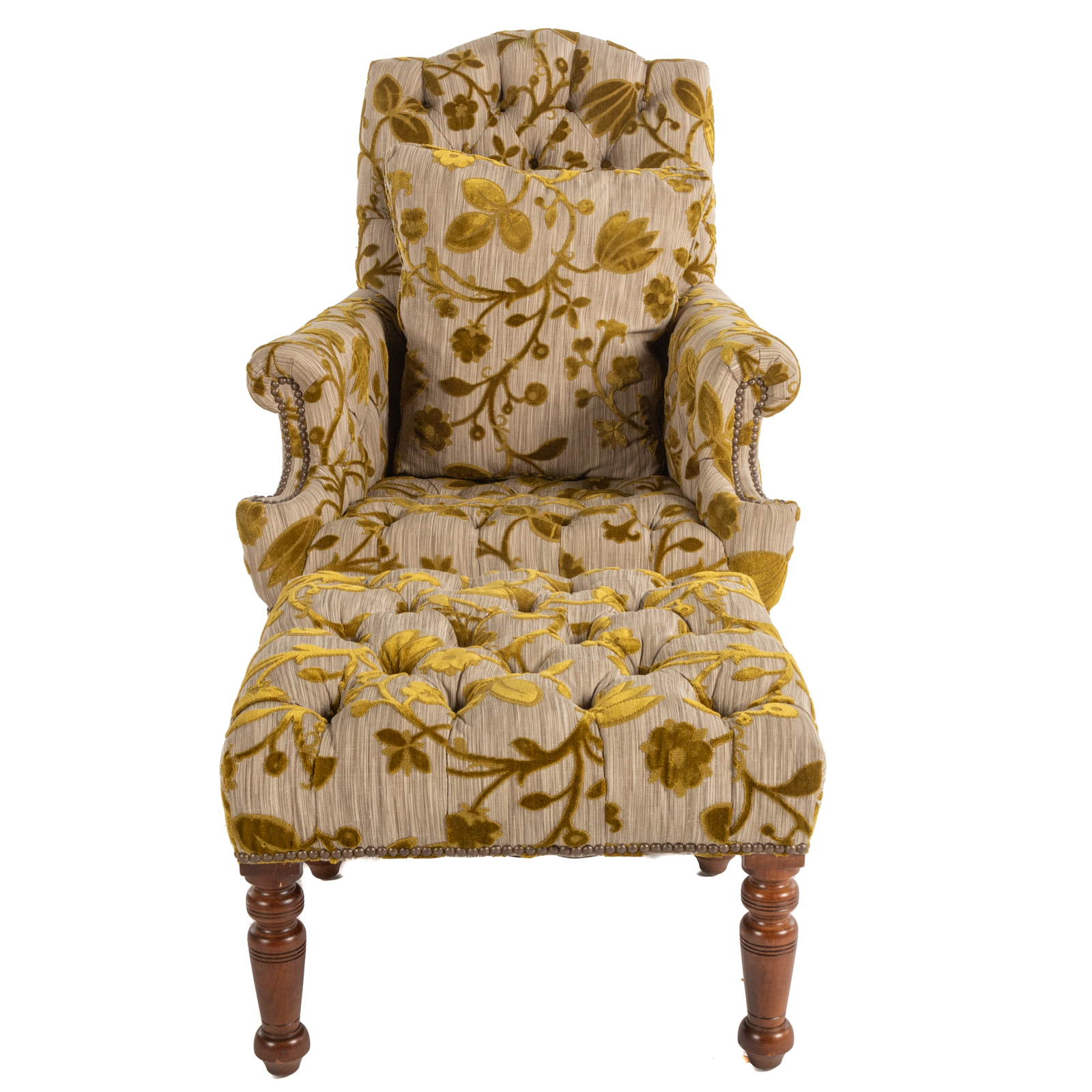 TUFTED UPHOLSTERED CHAIR & OTTOMAN