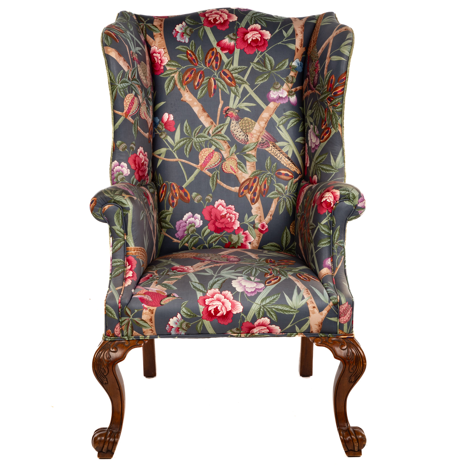 CHIPPENDALE STYLE UPHOLSTERED WING 3cae40