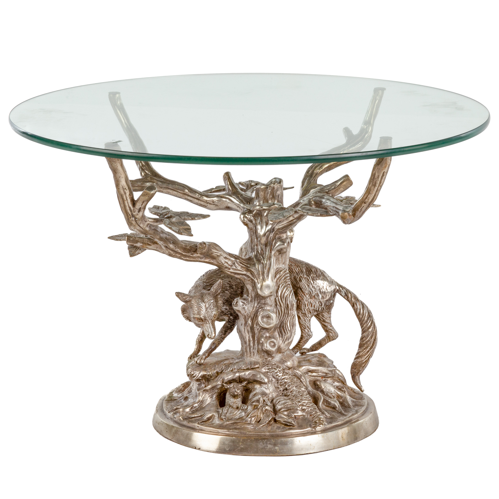 FIGURAL SILVER PLATED GLASS TOP 3cae39