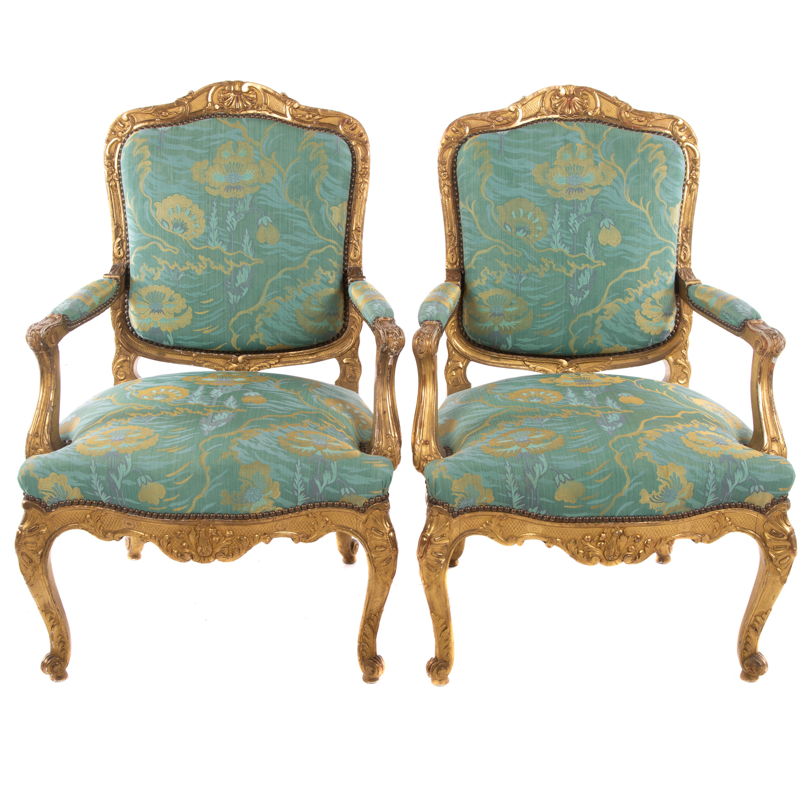 A PAIR OF LOUIS XV STYLE GILTWOOD