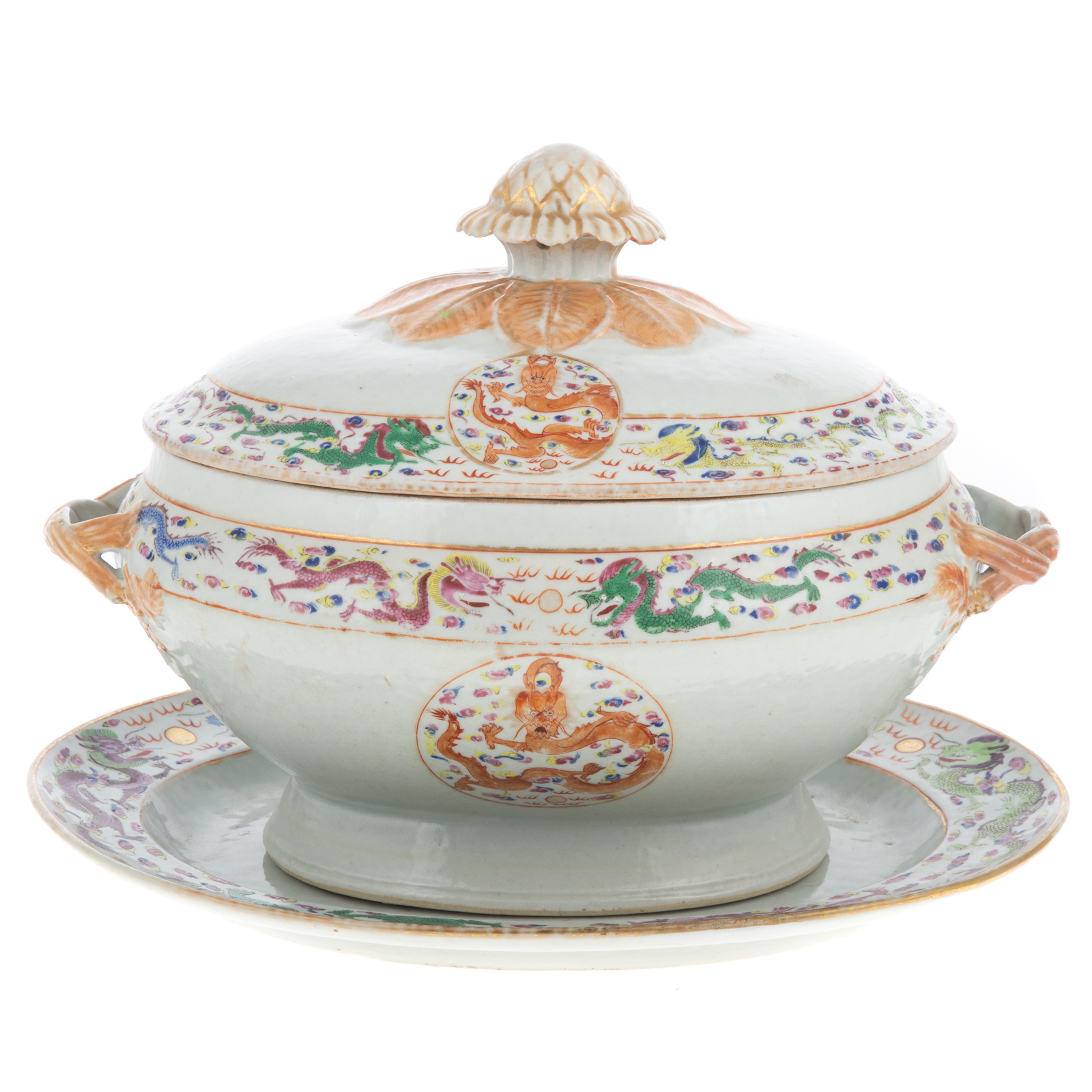 CHINESE EXPORT SOUP TUREEN & STAND