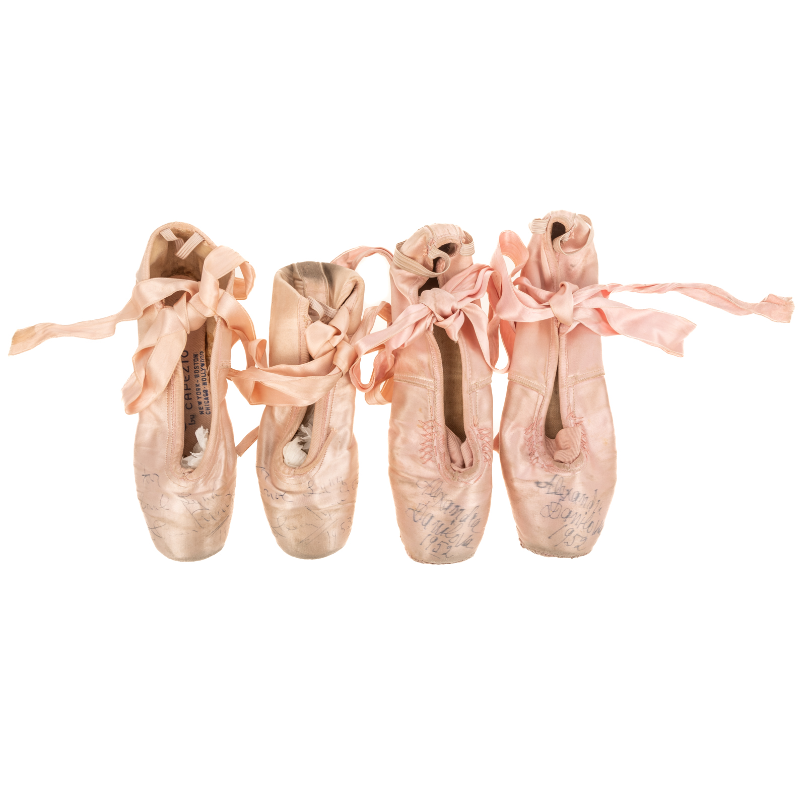 TWO SIGNED PAIRS OF BALLERINA TOE SHOES,