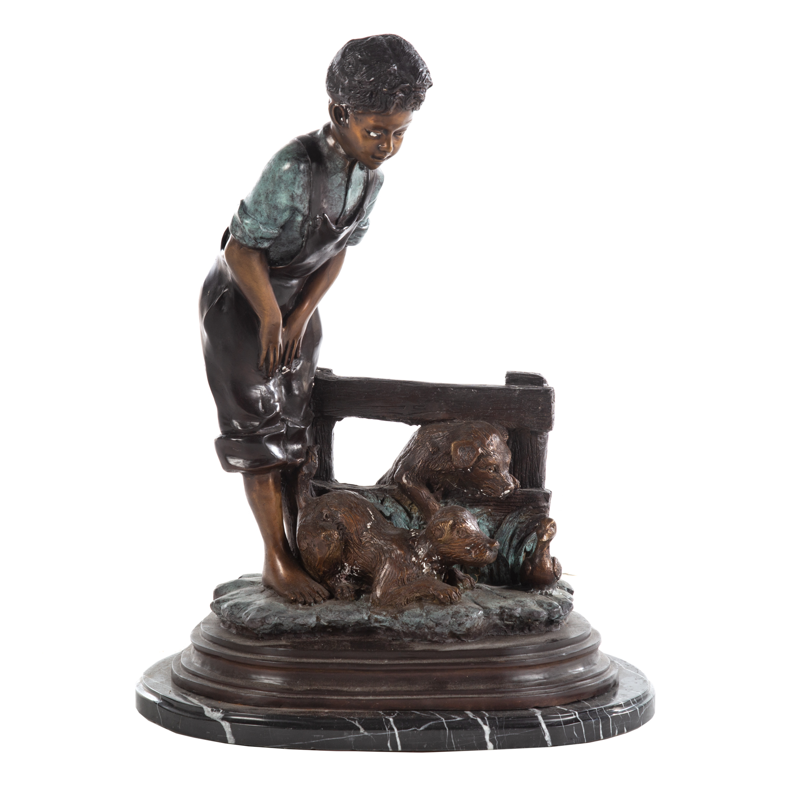 BOY DOGS PAINTED BRONZE 20th 3caf82