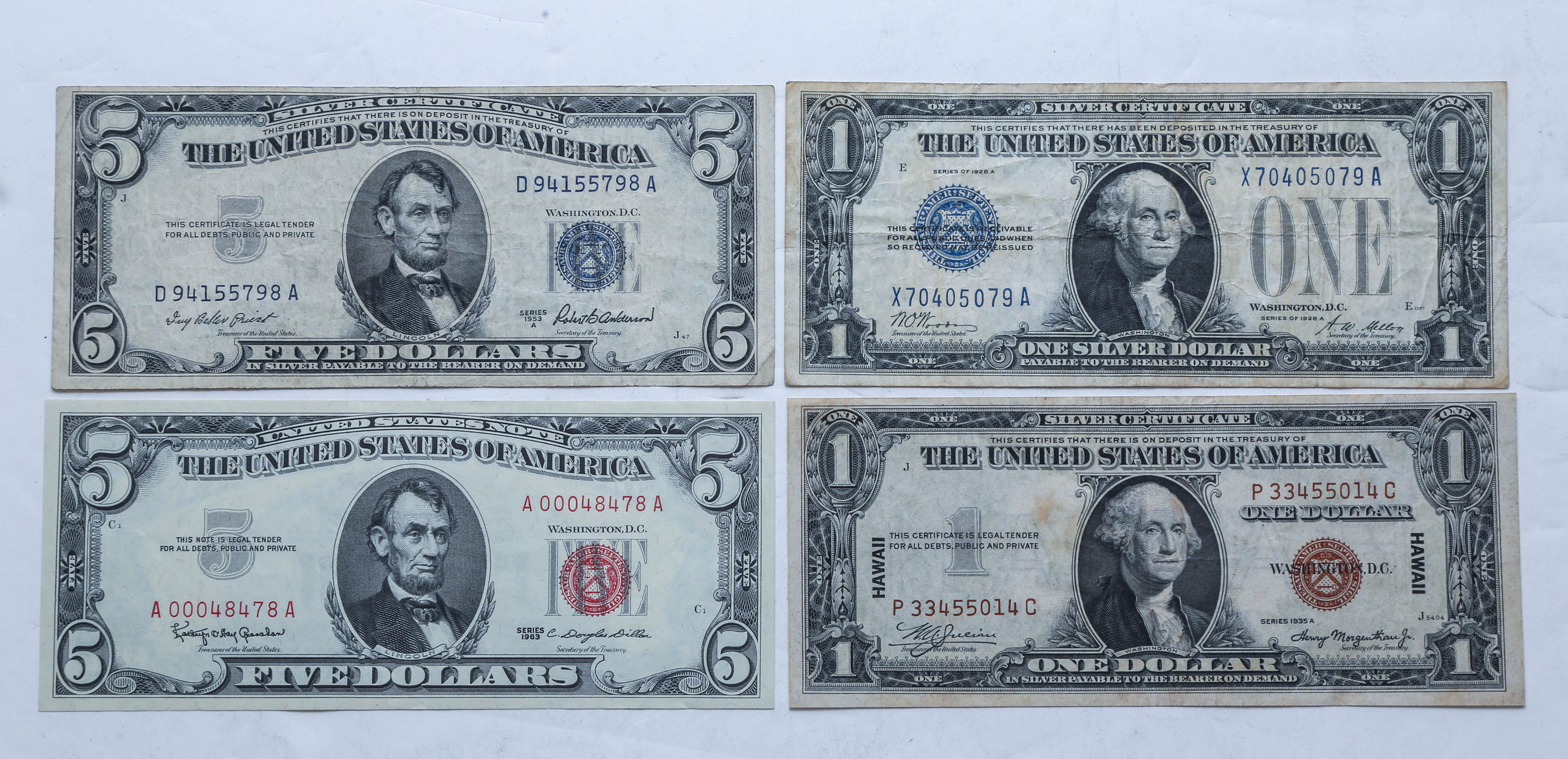 FOUR US CURRENCY NOTES INC 1935A 3caf9b