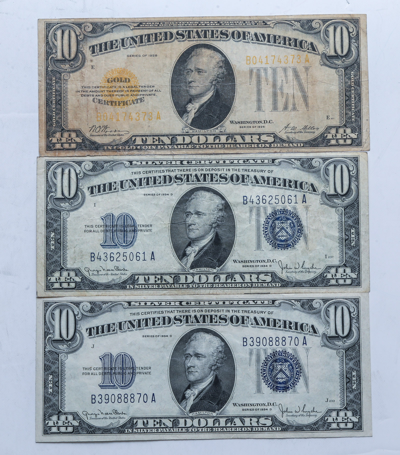 $10 SILVER & GOLD CERTIFICATES