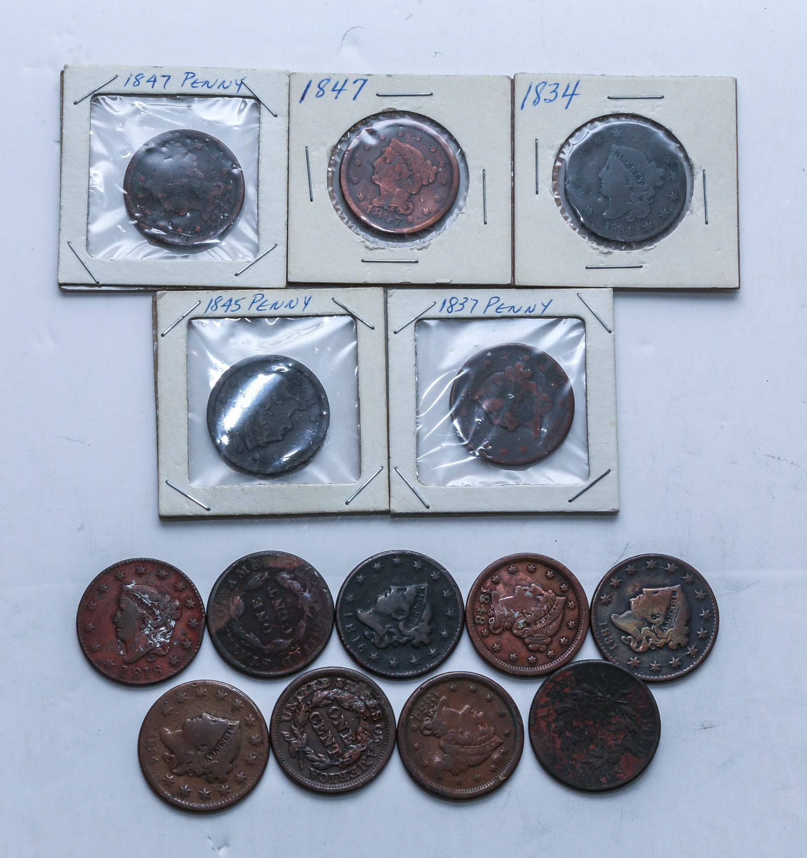 14 US LARGE CENTS, VARIETY OF CONDITIONS