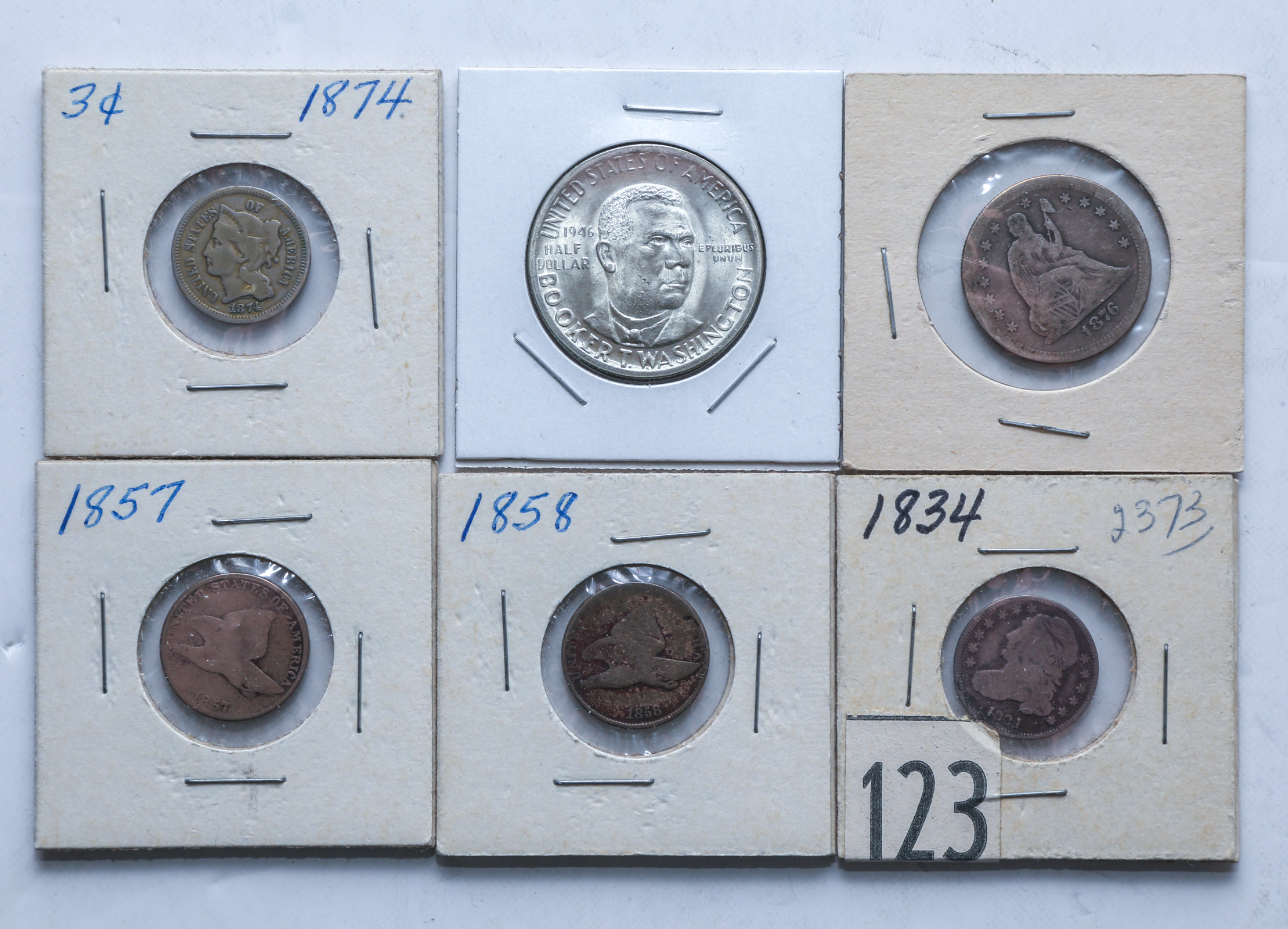 SIX US TYPE COINS 1834 Bust Dime  3cafad
