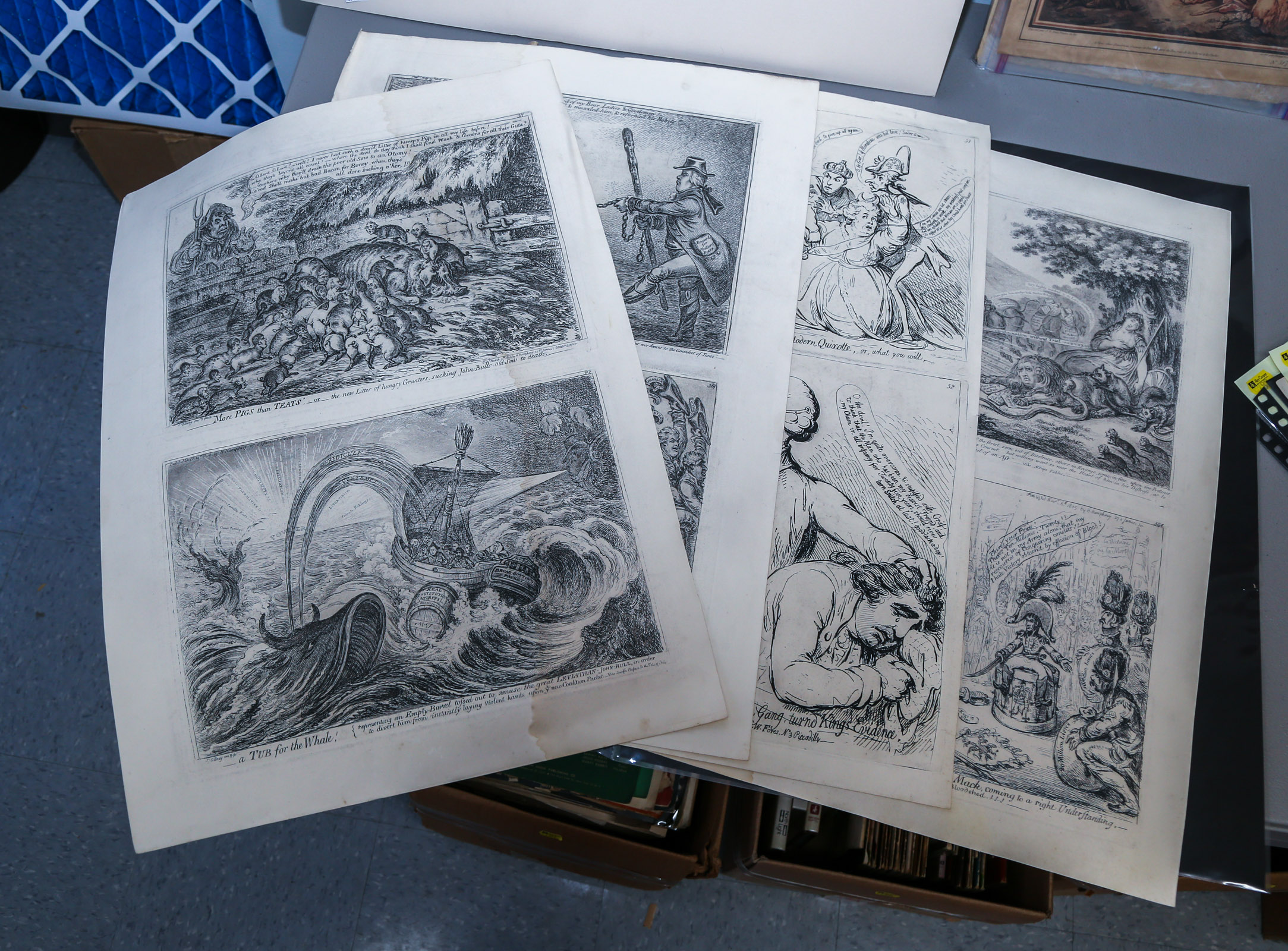 GROUP OF ENGLISH COMIC ETCHINGS,